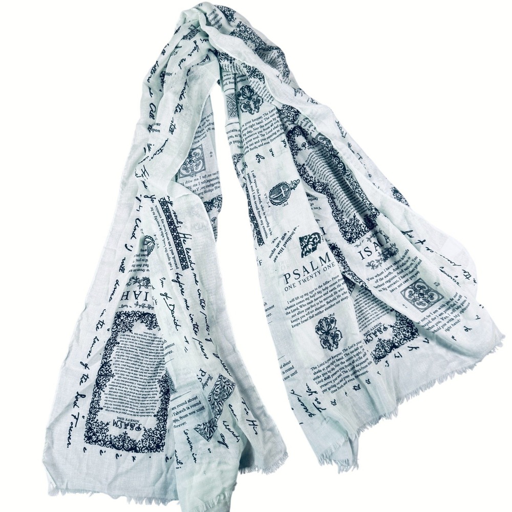 Prayer Scarves Scripture Scarf Women OS Soft Green Psalm Isaiah Scripture Verses